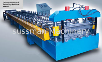 0,4-0,8Mm Tebal Coils Corrugated Sheet Roll Forming Machine Dengan 12-15m / Min